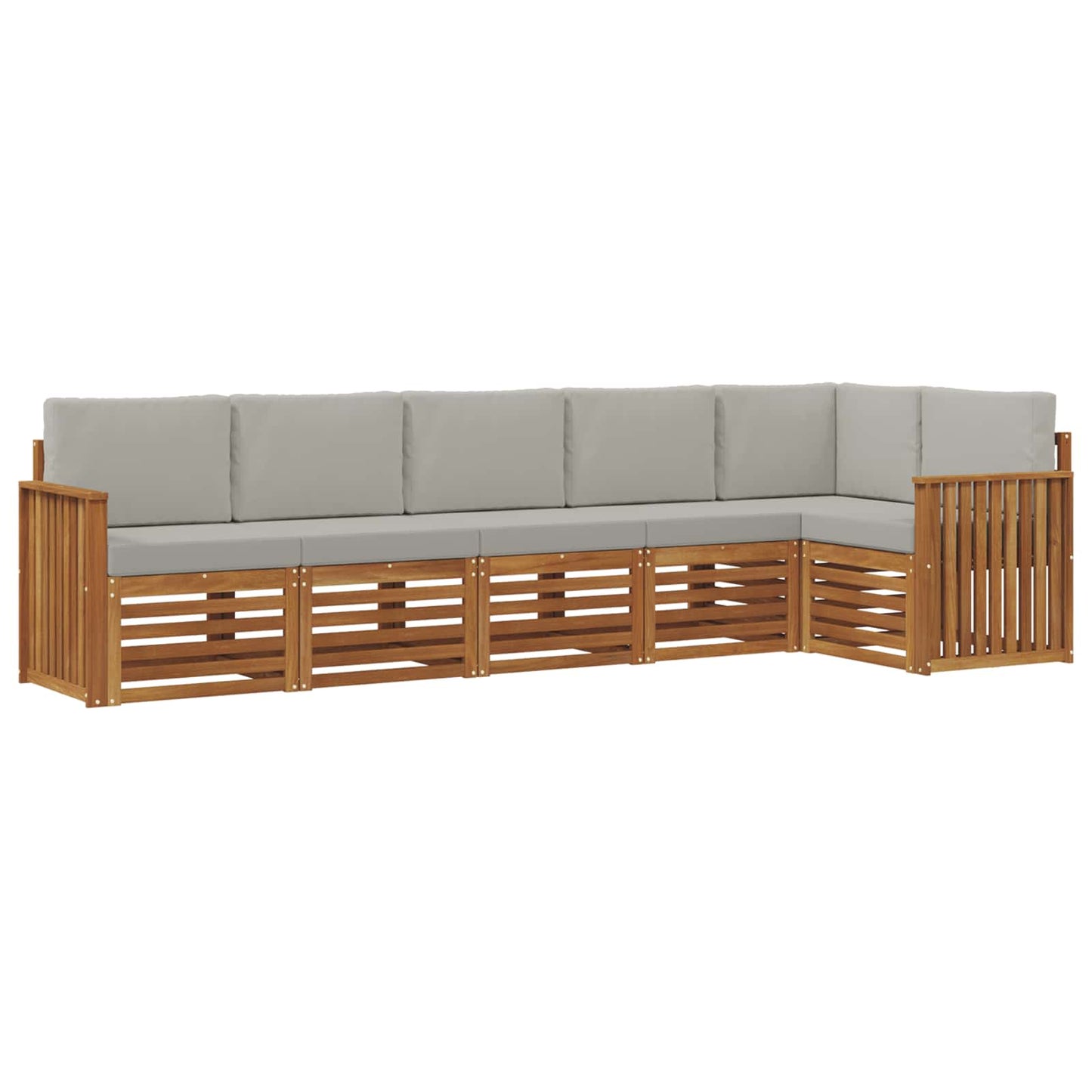 Set di divani da esterno 6 pz Grigio Naturale e Chiaro