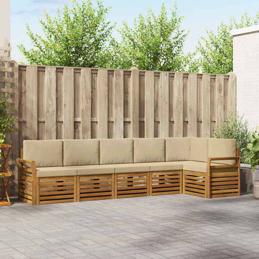 Set divano sezionale con cuscino 6 pcs Naturale e Beige