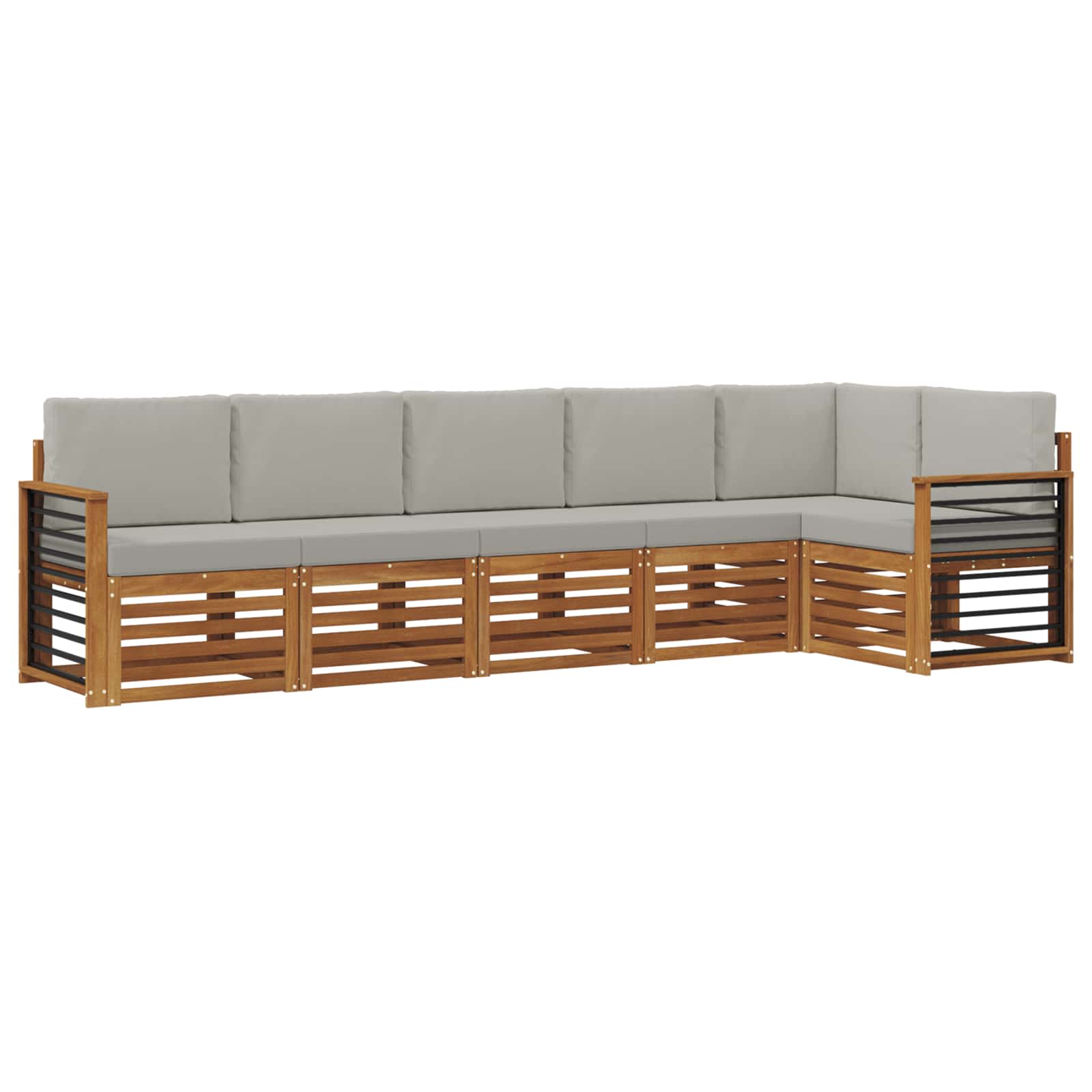 Set divano sezionale con cuscino 6 pcs Grigio Naturale e Chiaro | homemem39