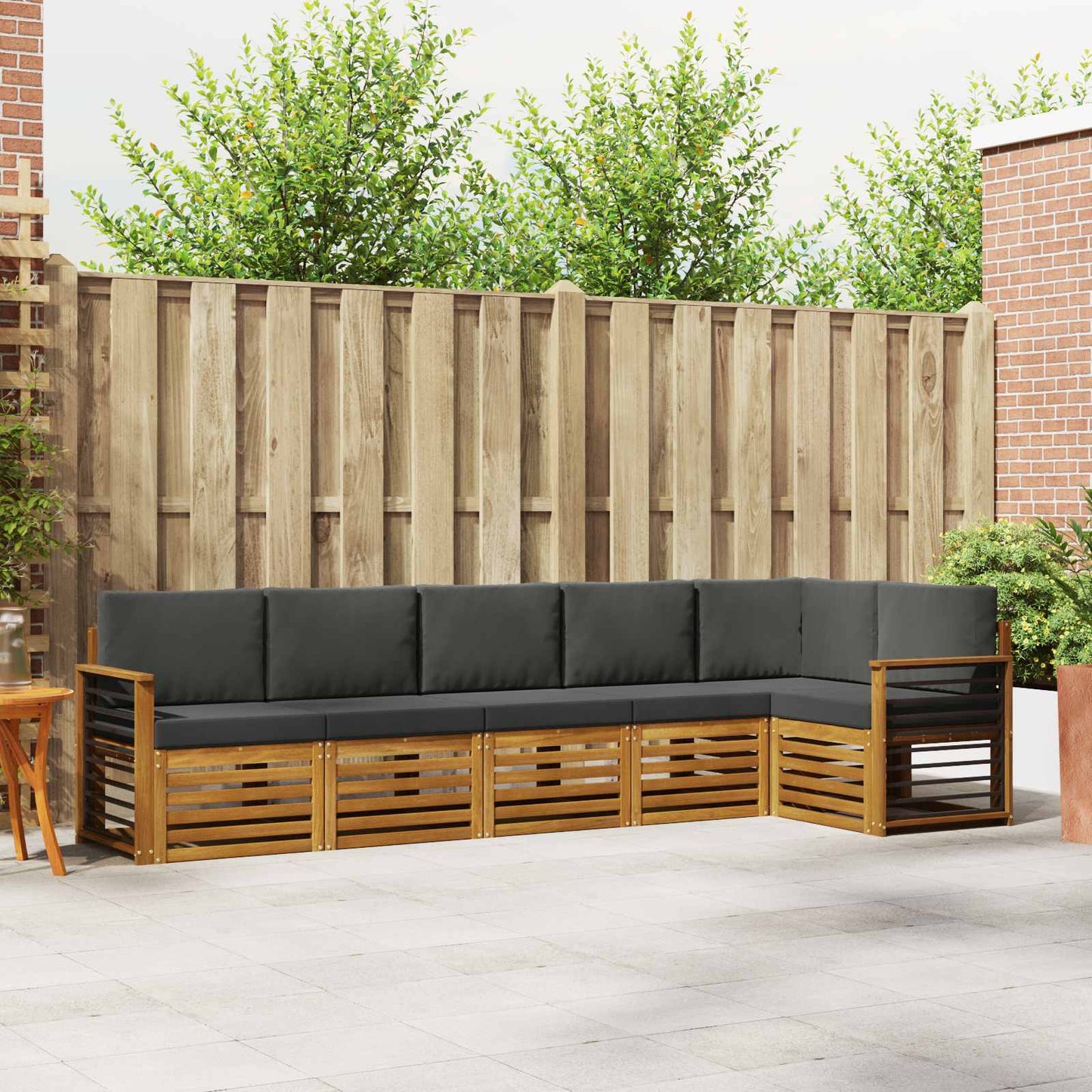 Set divano sezionale con cuscino 6 pcs Naturale e Antracite | homemem39