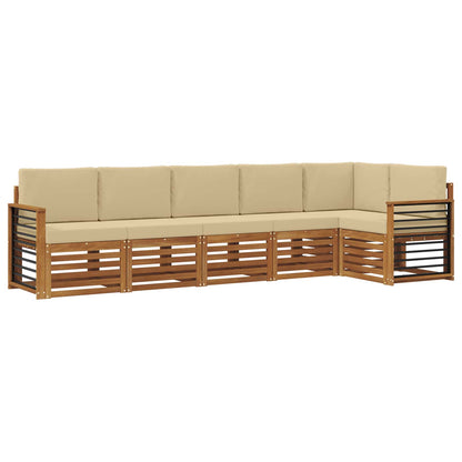 Set divano sezionale con cuscino 6 pcs Naturale e Beige