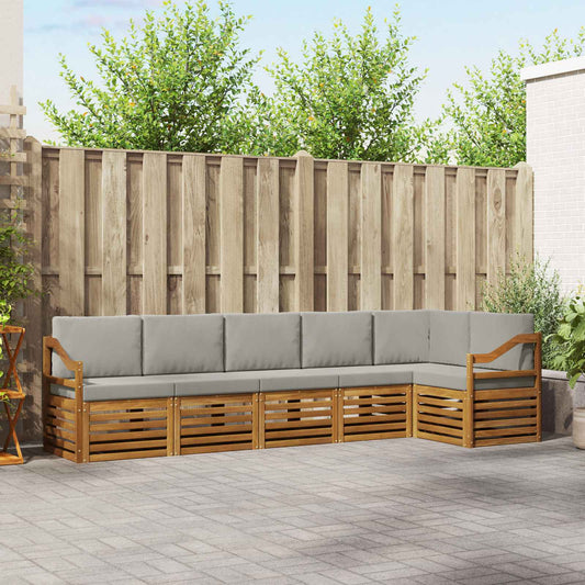 Set divano sezionale con cuscino 6 pcs Grigio Naturale e Chiaro