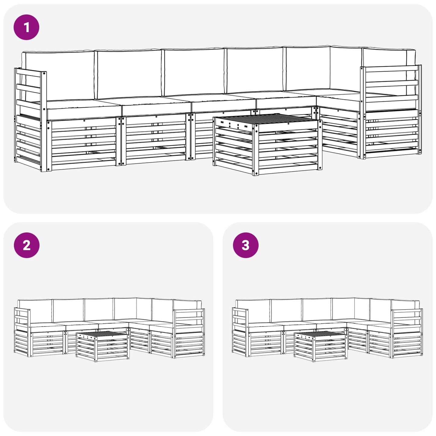 Set divano sezionale con cuscino 7 pcs Naturale e Antracite | homemem39