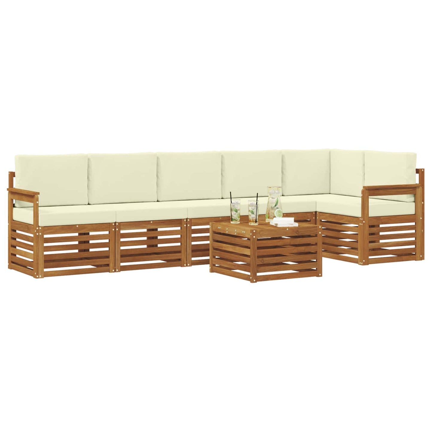 Set divano sezionale con cuscino 7 pcs Naturale e Crema