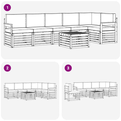 Set divano sezionale con cuscino 7 pcs Grigio Naturale e Chiaro | homemem39