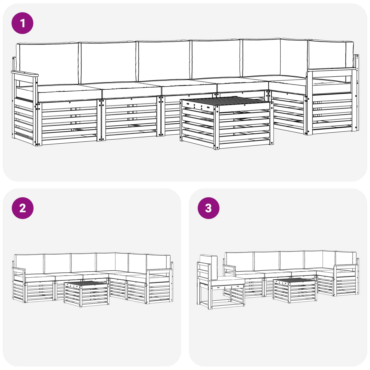 Set divano sezionale con cuscino 7 pcs Naturale e Antracite | homemem39