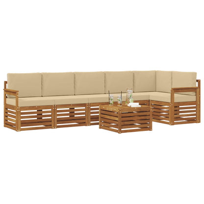Set divano sezionale con cuscino 7 pcs Naturale e Beige
