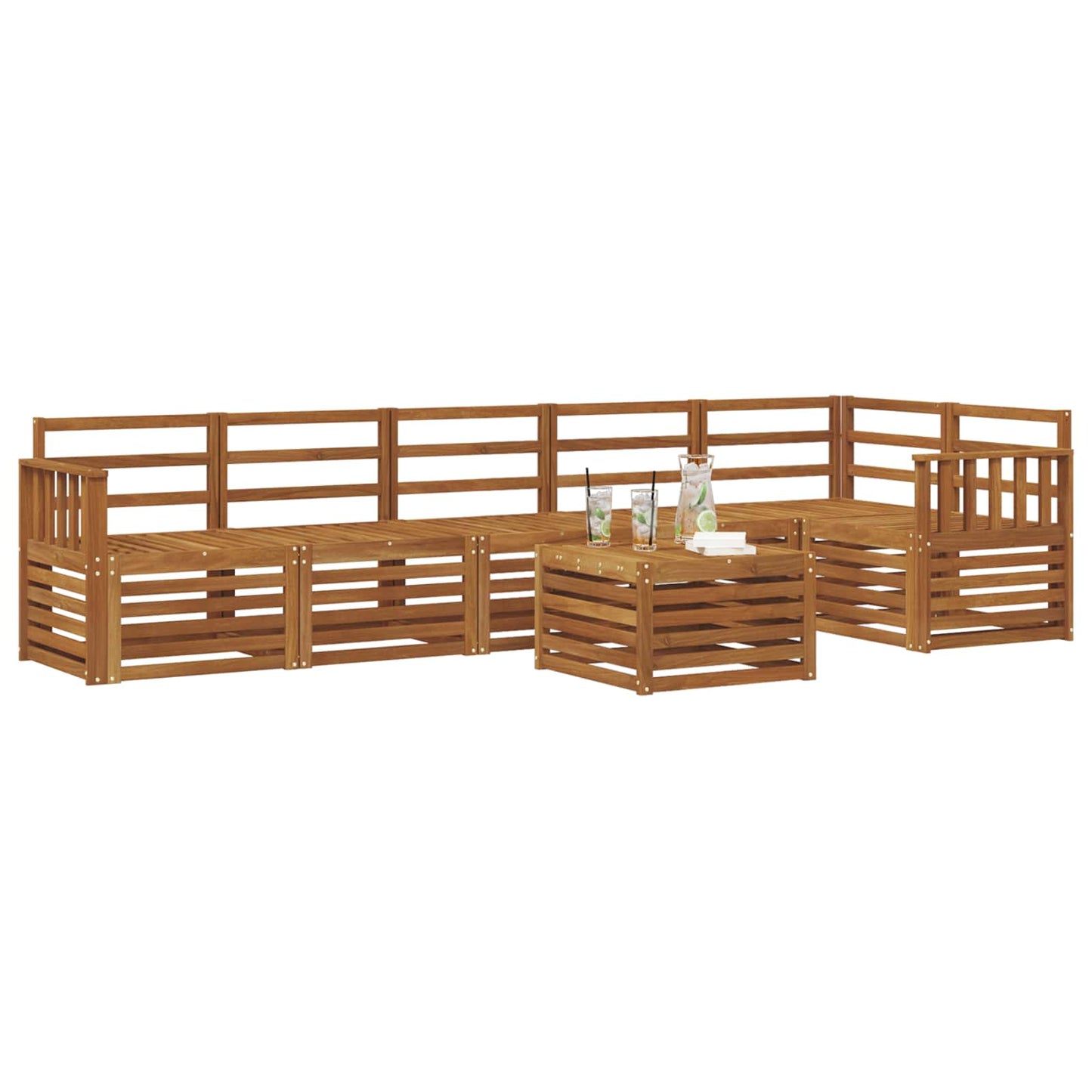 Set divano sezionale 7 pcs Naturale Legno di Acacia Massello | homemem39