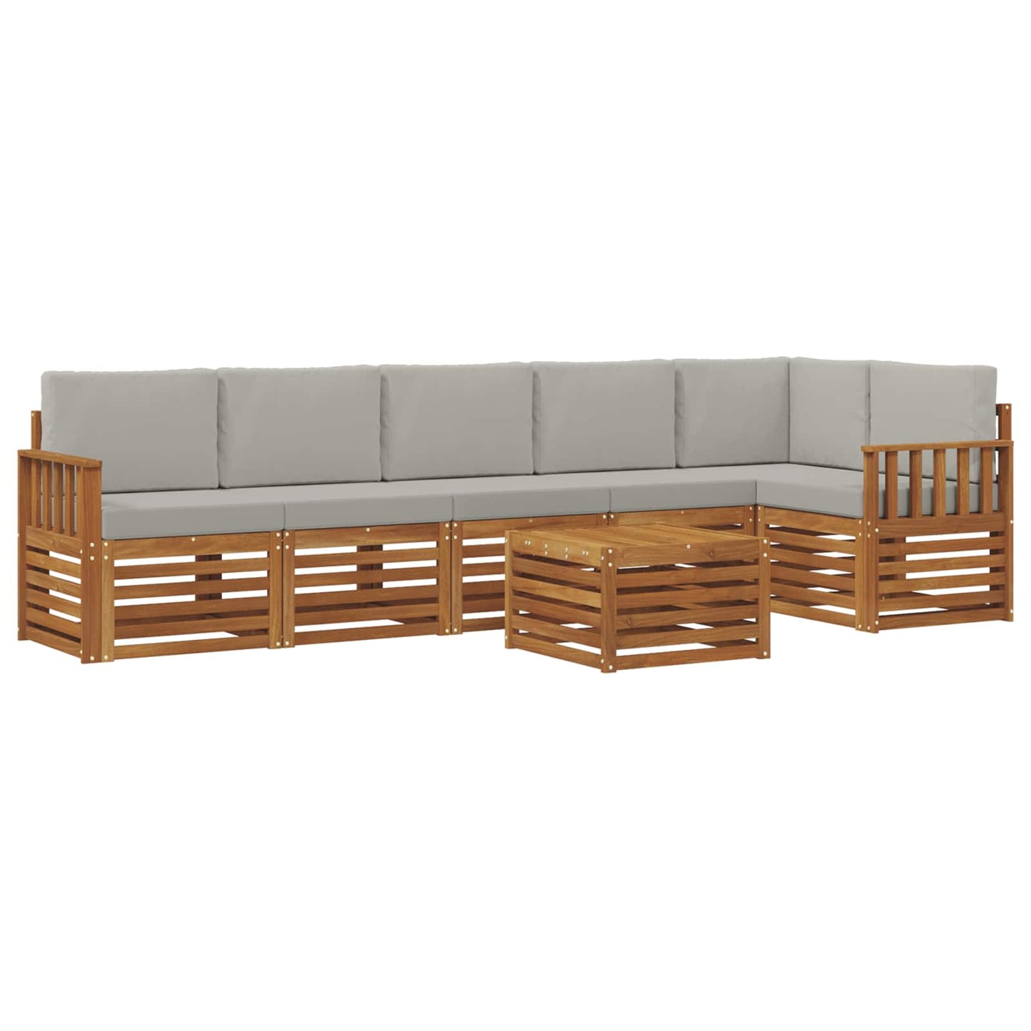 Set divano sezionale con cuscino 7 pcs Grigio Naturale e Chiaro