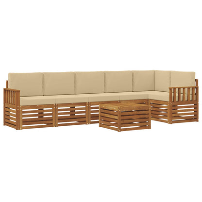 Set divano sezionale con cuscino 7 pcs Naturale e Beige