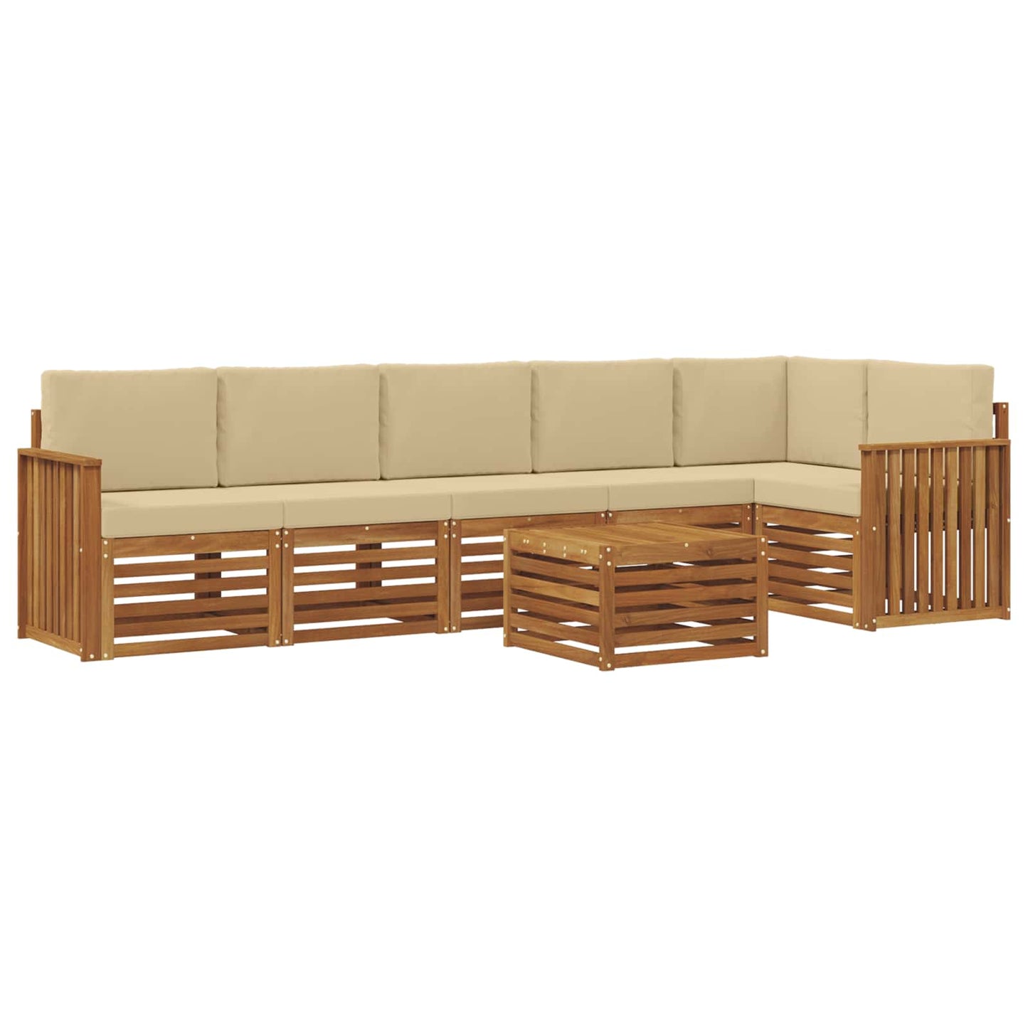 Set divano sezionale con cuscino 7 pcs Naturale e Beige