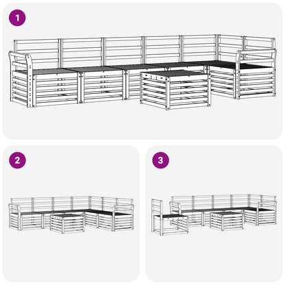 Set divano sezionale 7 pcs Naturale Legno di Acacia Massello | homemem39