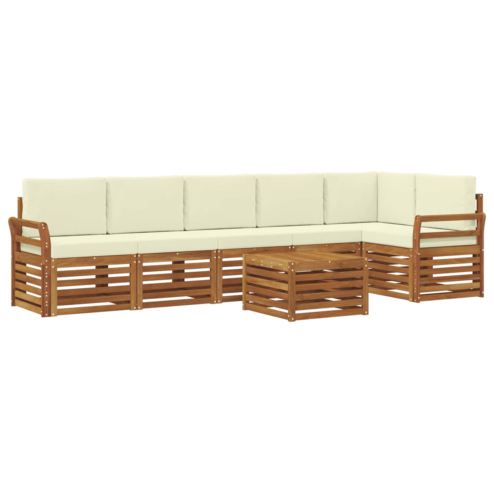 Set divano sezionale con cuscino 7 pcs Naturale e Crema | homemem39