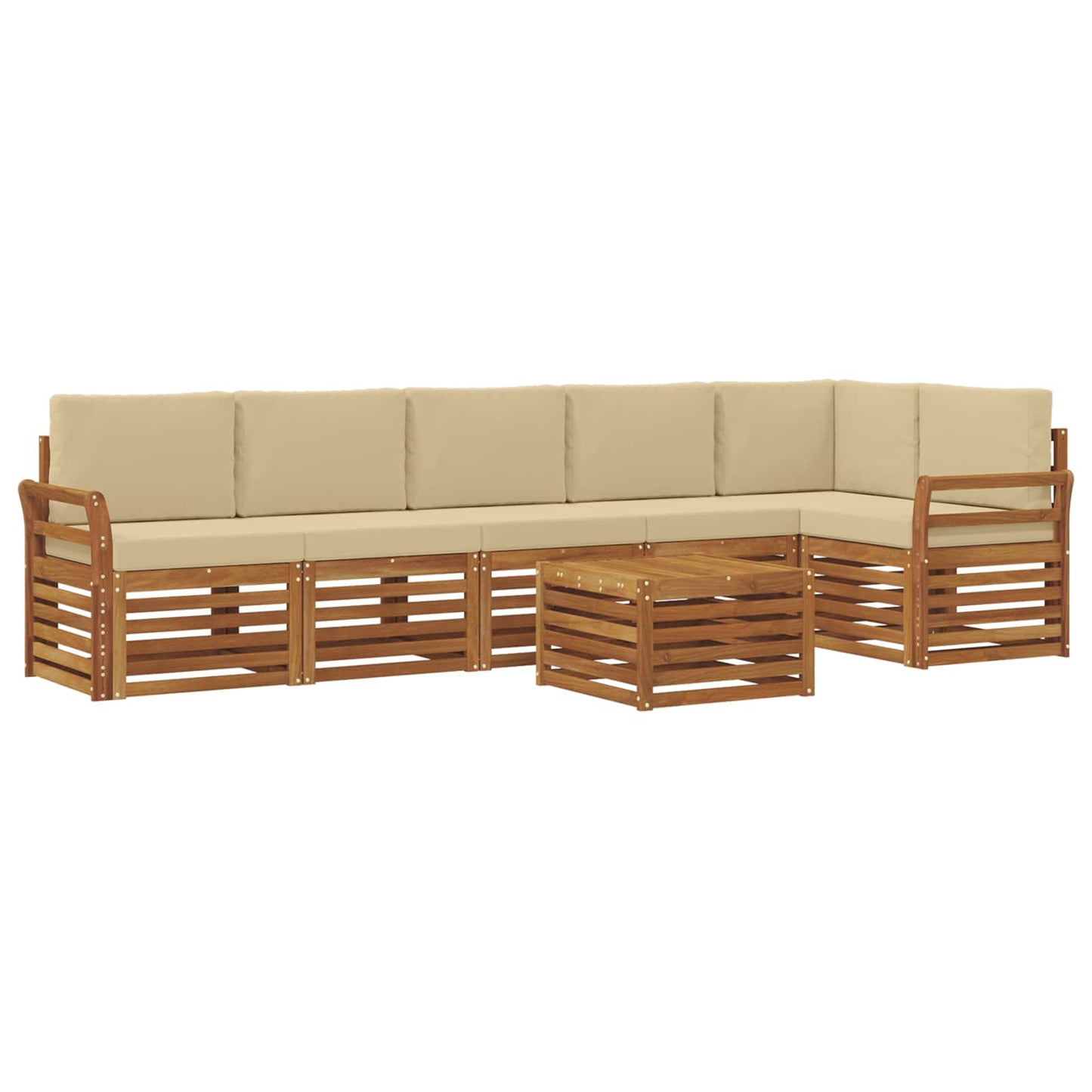 Set divano sezionale con cuscino 7 pcs Naturale e Beige | homemem39