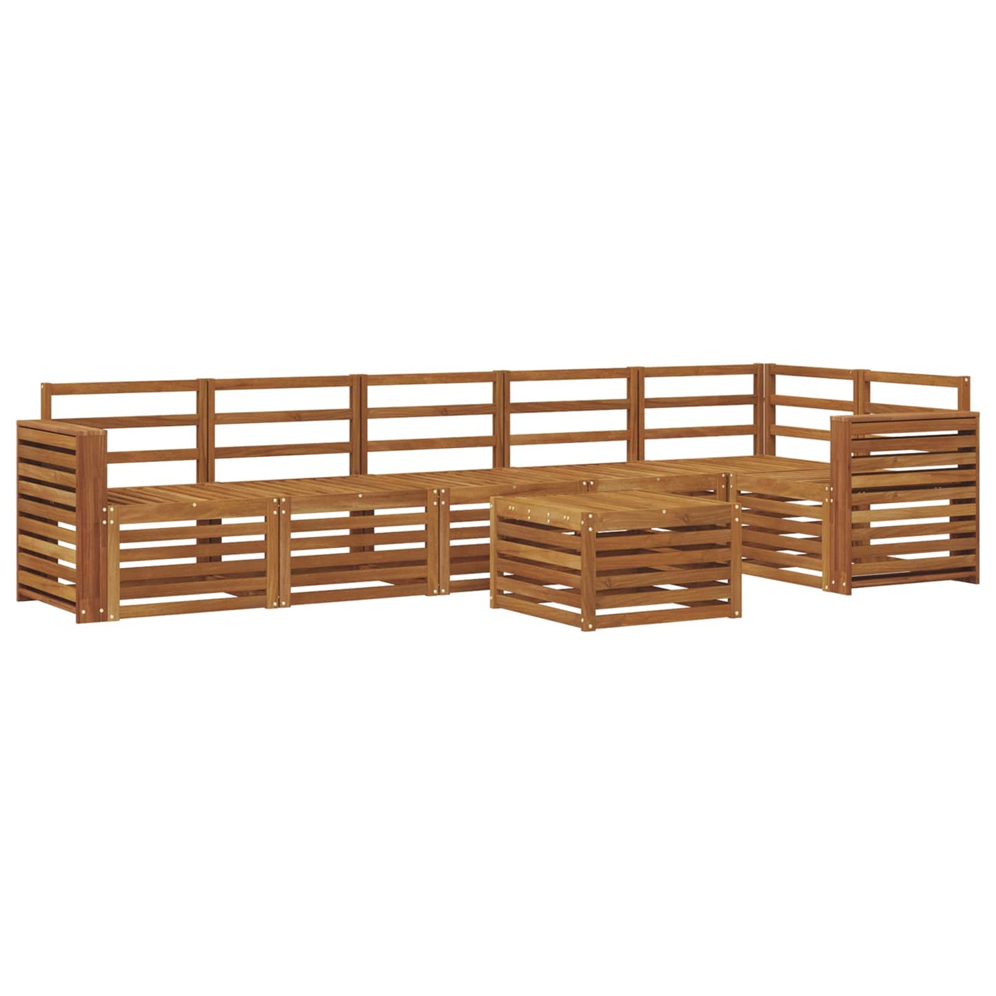 Set divano sezionale 7 pcs Naturale Legno di Acacia Massello