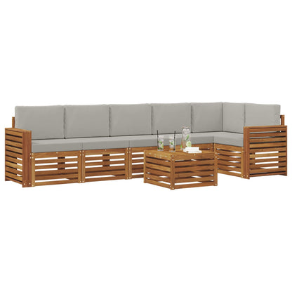 Set divano sezionale con cuscino 7 pcs Grigio Naturale e Chiaro | homemem39