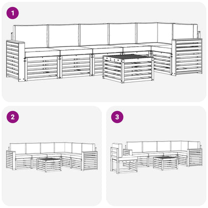 Set divano sezionale con cuscino 7 pcs Grigio Naturale e Chiaro | homemem39