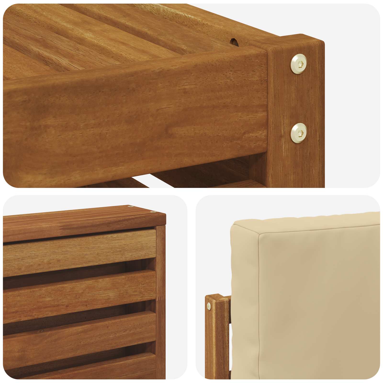 Set divano sezionale con cuscino 7 pcs Naturale e Beige | homemem39
