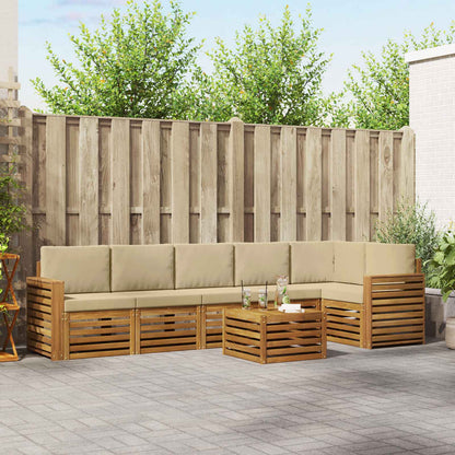Set divano sezionale con cuscino 7 pcs Naturale e Beige
