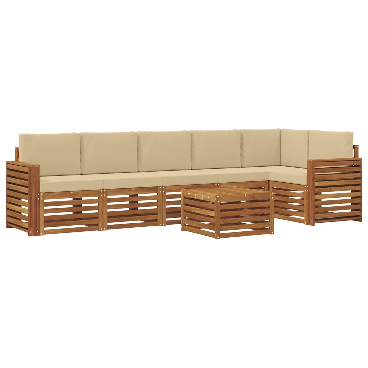 Set divano sezionale con cuscino 7 pcs Naturale e Beige