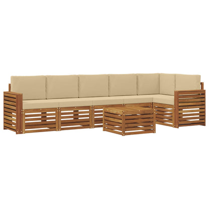 Set divano sezionale con cuscino 7 pcs Naturale e Beige