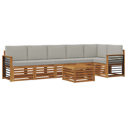 Set divano sezionale con cuscino 7 pcs Grigio Naturale e Chiaro
