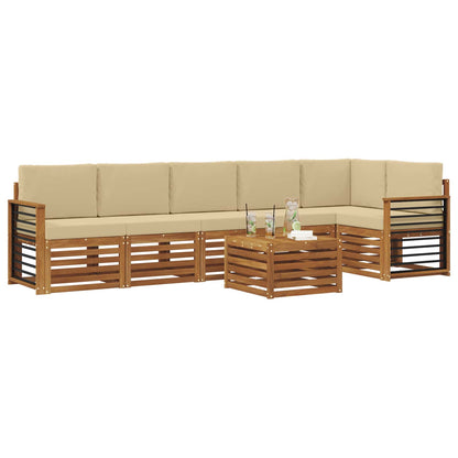 Set divano sezionale con cuscino 7 pcs Naturale e Beige | homemem39