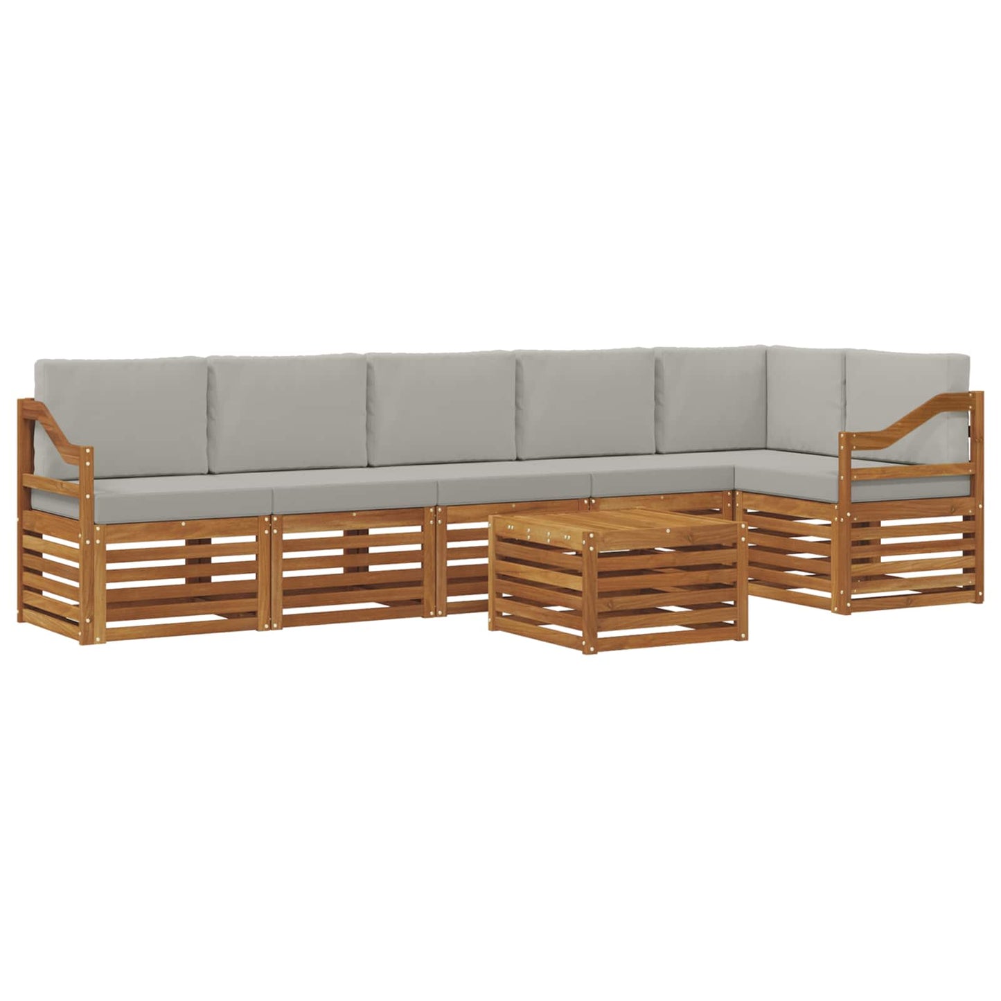 Set divano sezionale con cuscino 7 pcs Grigio Naturale e Chiaro | homemem39