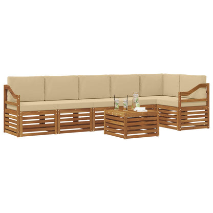 Set divano sezionale con cuscino 7 pcs Naturale e Beige