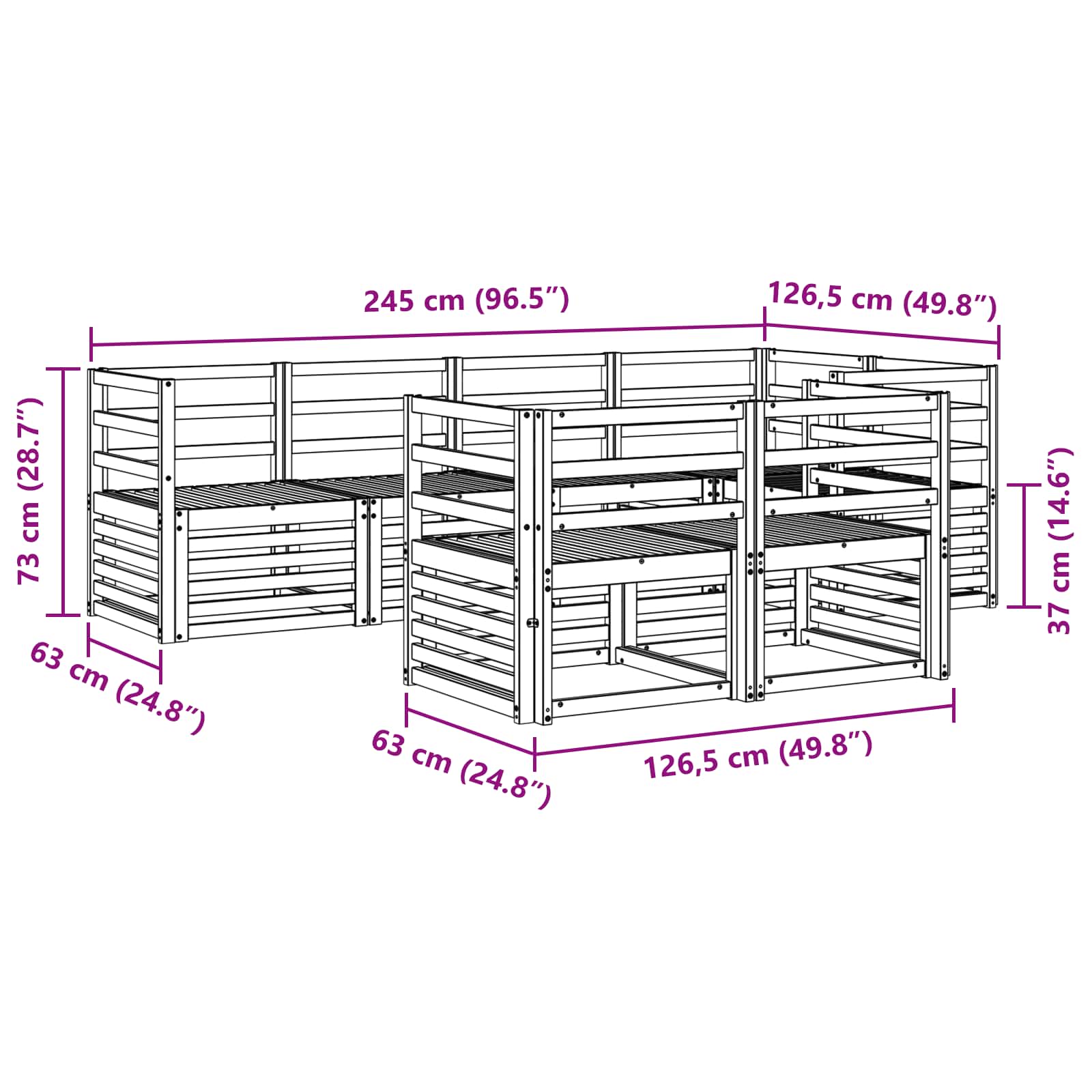 Set divano sezionale 7 pcs Naturale | homemem39