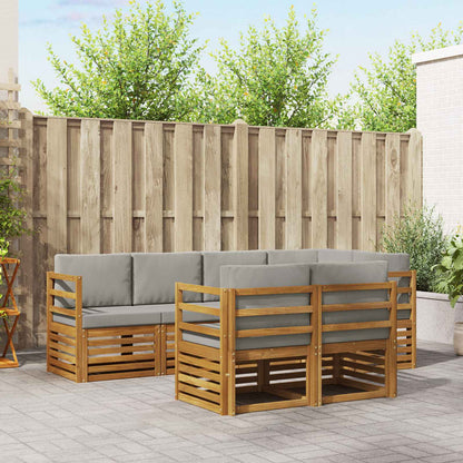 Set divano sezionale con cuscino 7 pcs Grigio Naturale e Chiaro