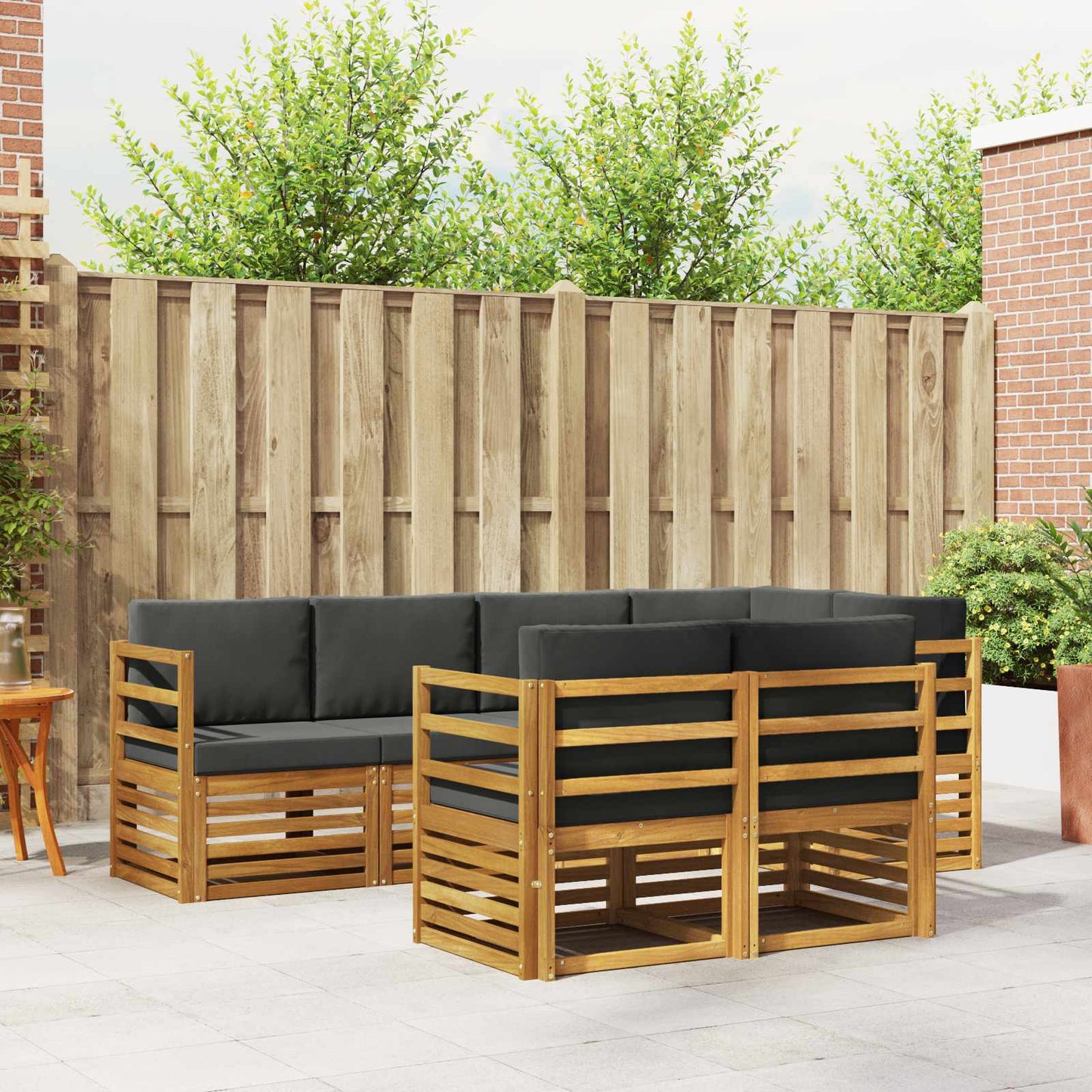 Set divano sezionale con cuscino 7 pcs Naturale e Antracite