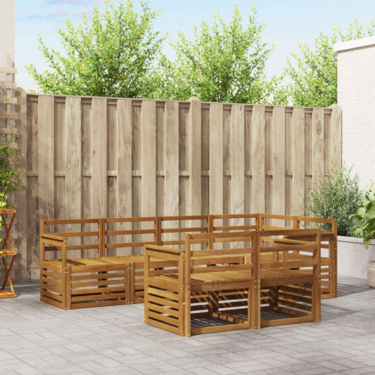 Set divano sezionale 7 pcs Naturale Legno di Acacia Massello