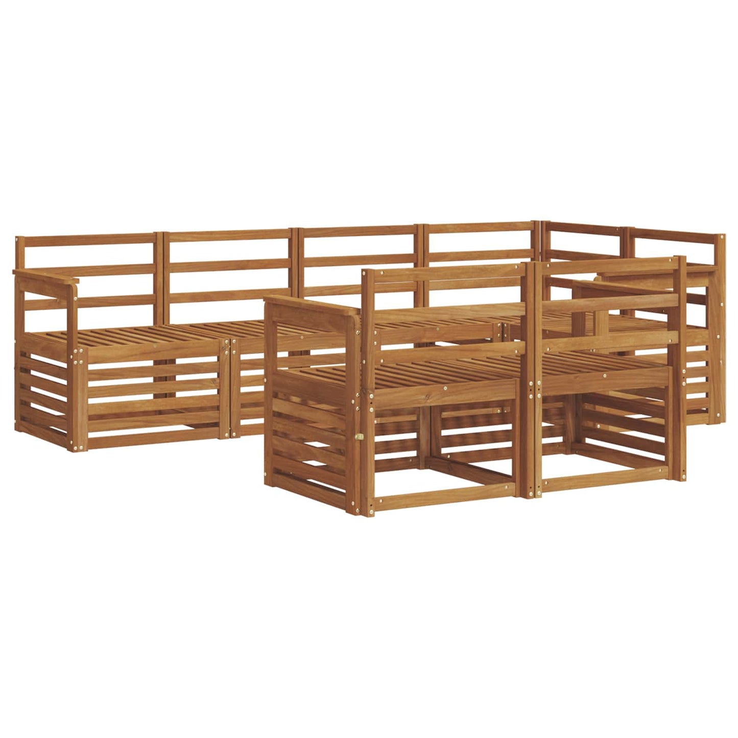 Set divano sezionale 7 pcs Naturale Legno di Acacia Massello
