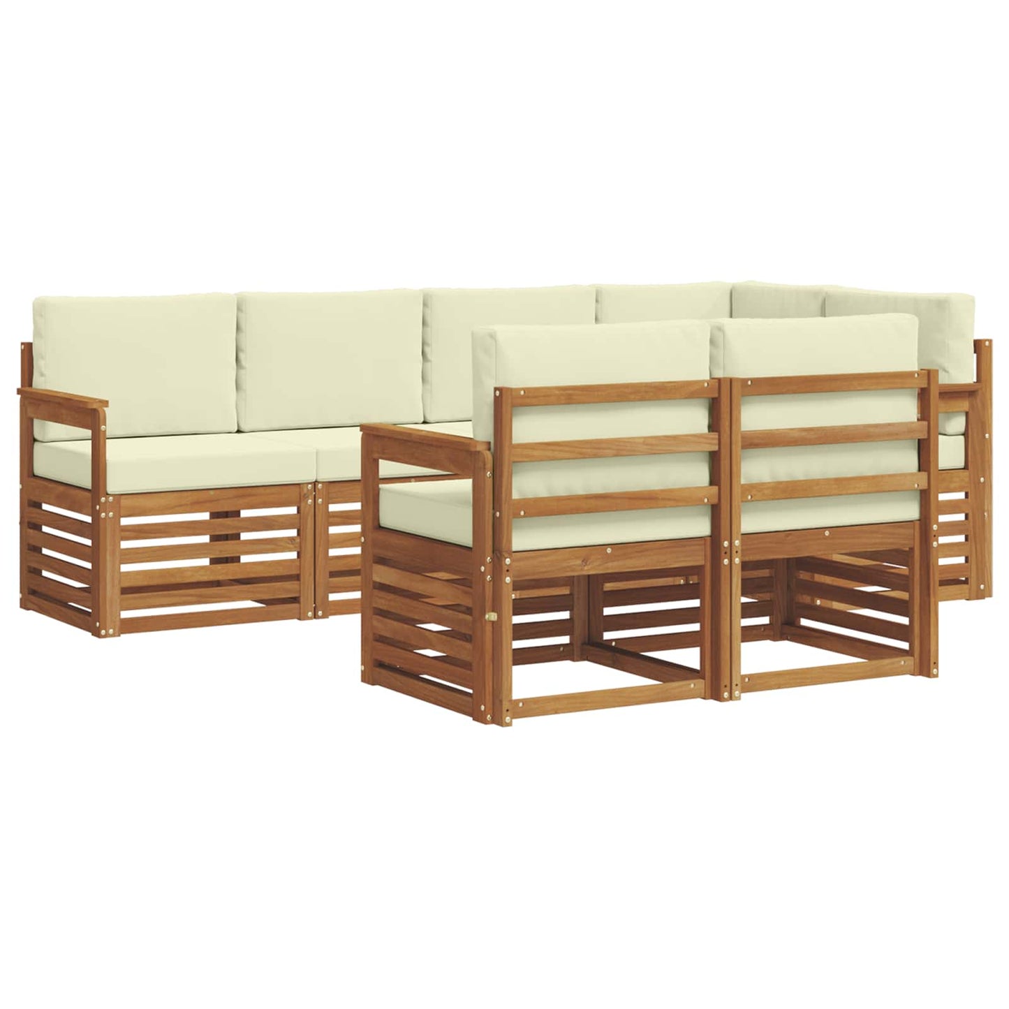 Set divano sezionale con cuscino 7 pcs Naturale e Crema | homemem39