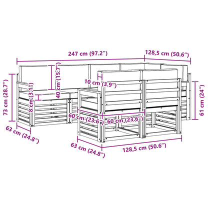 Set divano sezionale con cuscino 7 pcs Naturale e Antracite | homemem39