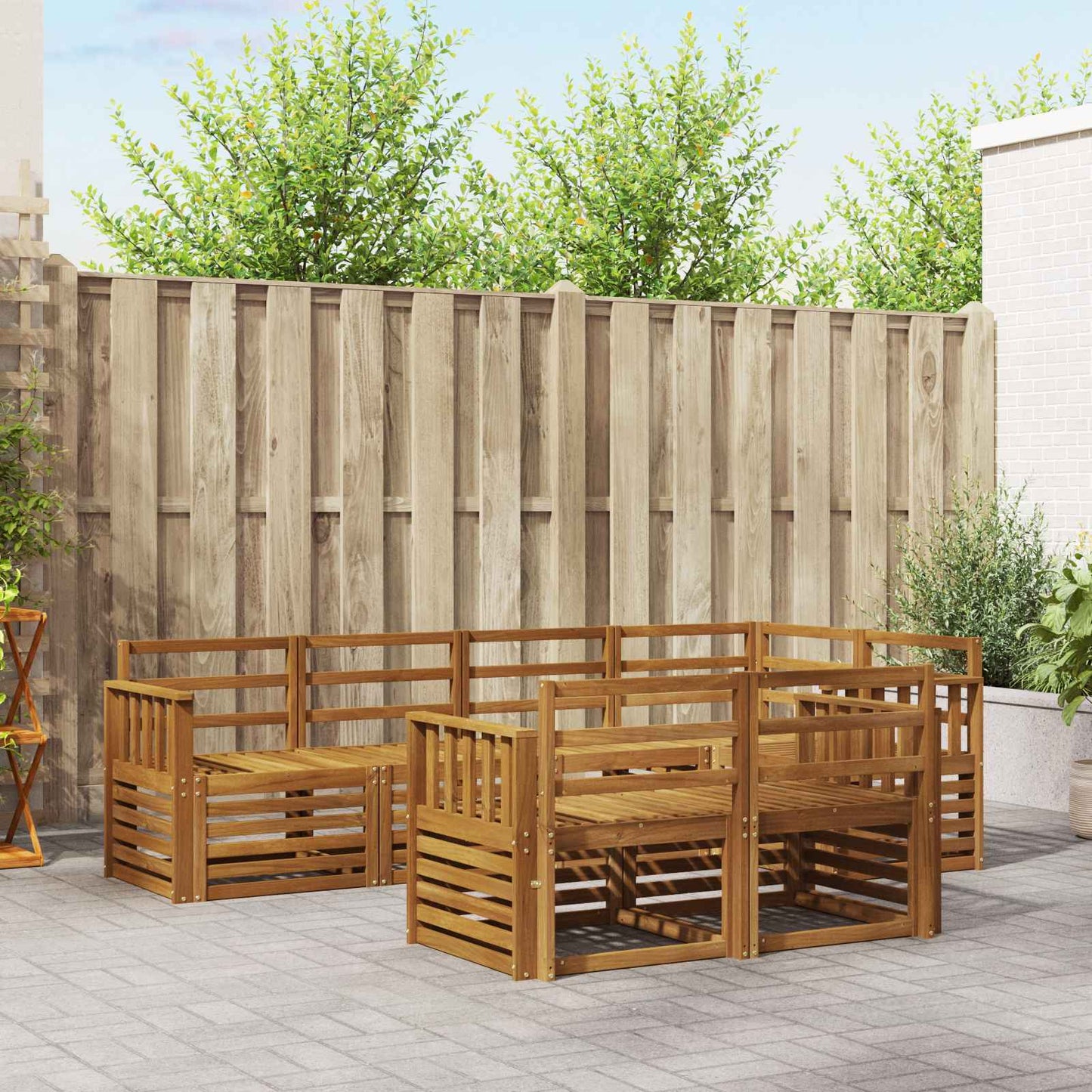 Set di divani da esterno 7 pcs Naturale Poliestere