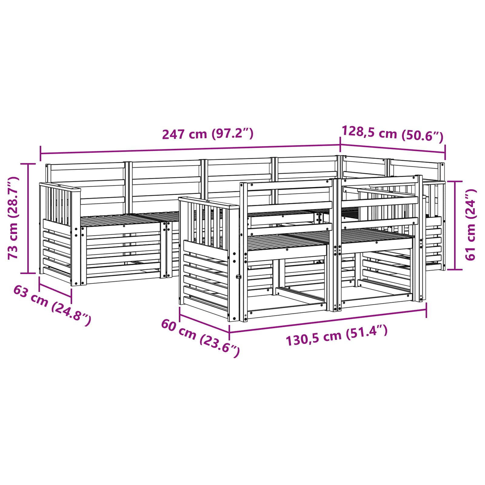 Set divano sezionale 7 pcs Naturale | homemem39