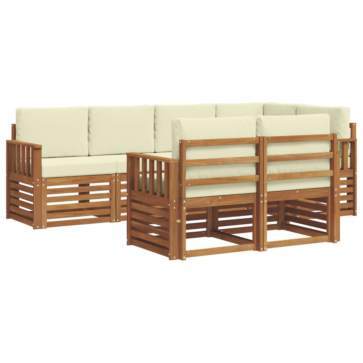 Set divano sezionale con cuscino 7 pcs Naturale e Crema | homemem39