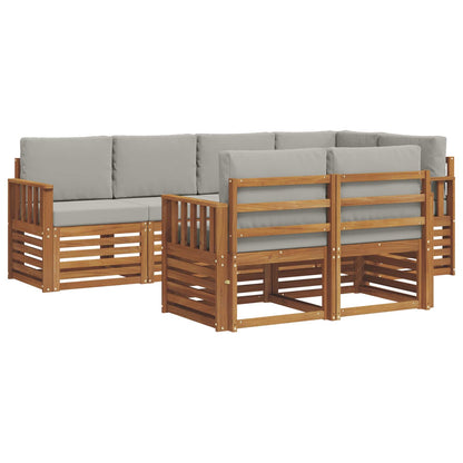 Set divano sezionale con cuscino 7 pcs Grigio Naturale e Chiaro | homemem39