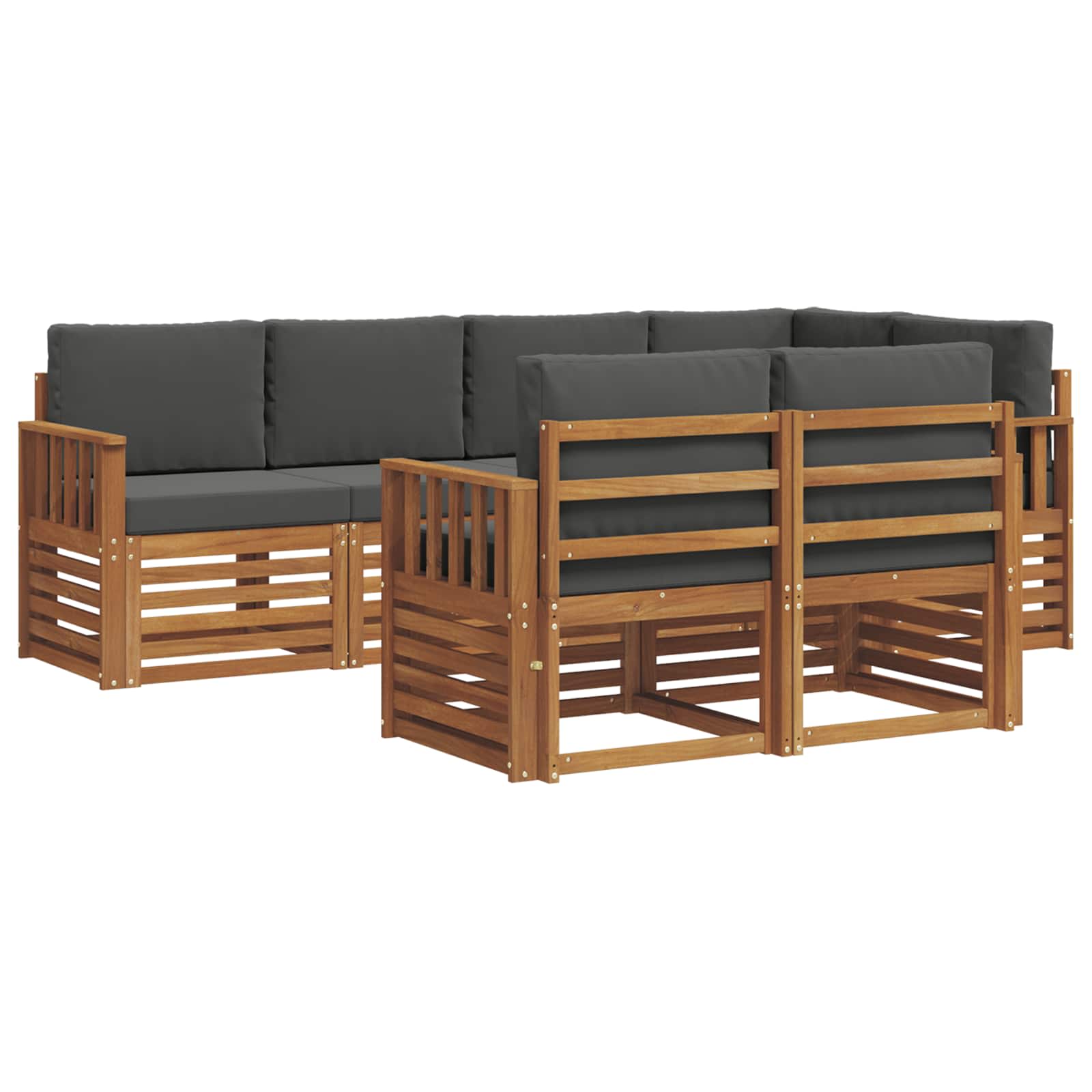 Set divano sezionale con cuscino 7 pcs Naturale e Antracite | homemem39