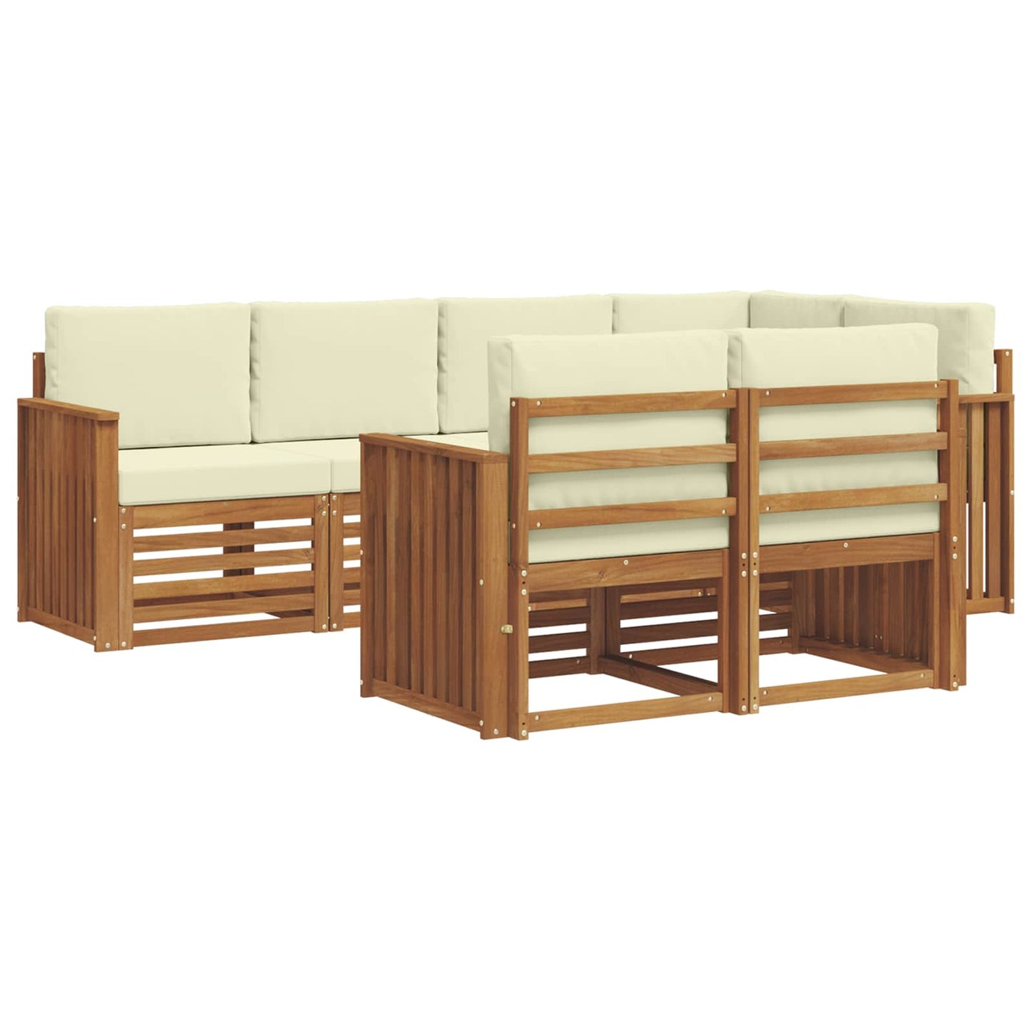 Set divano sezionale con cuscino 7 pcs Naturale e Crema