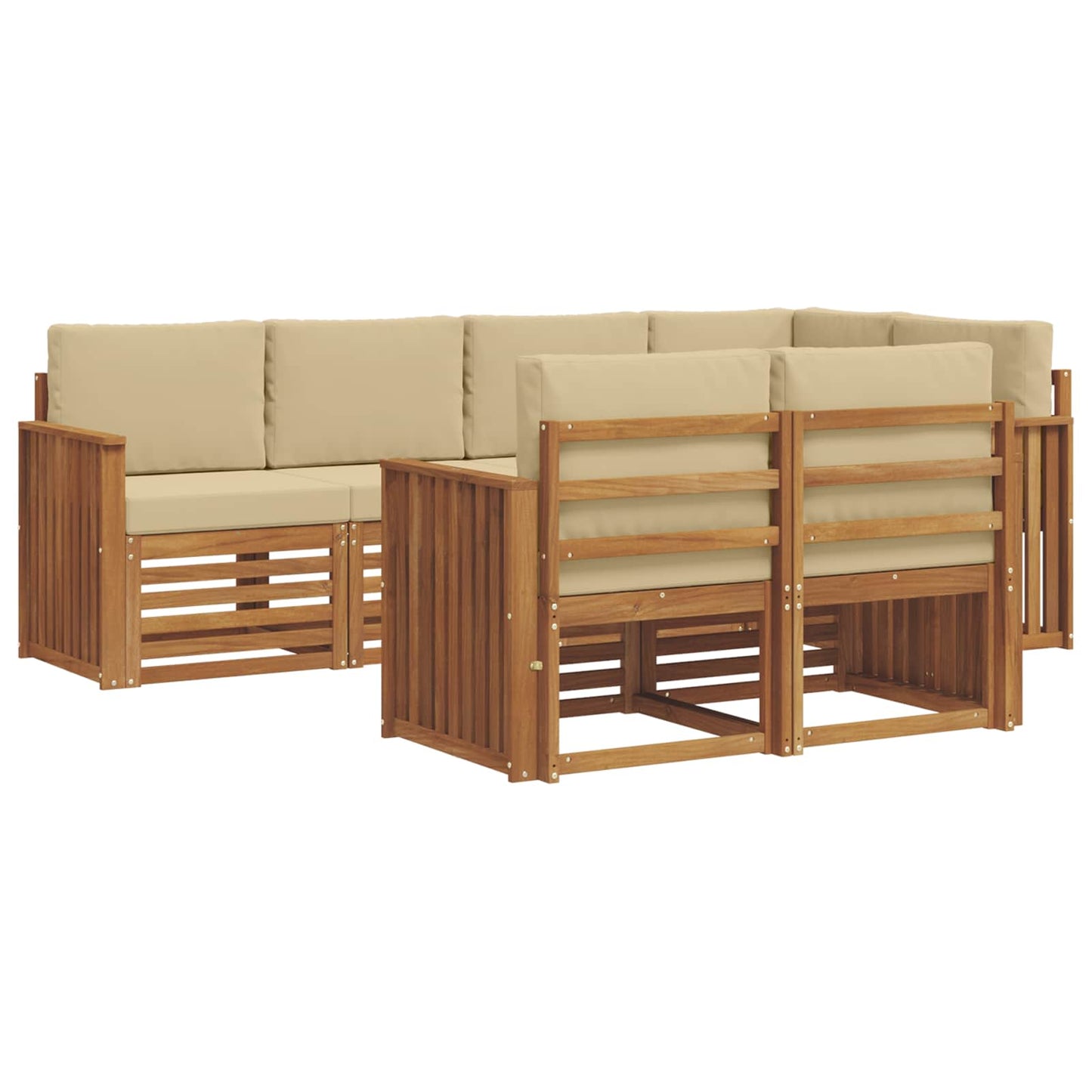 Set divano sezionale con cuscino 7 pcs Naturale e Beige