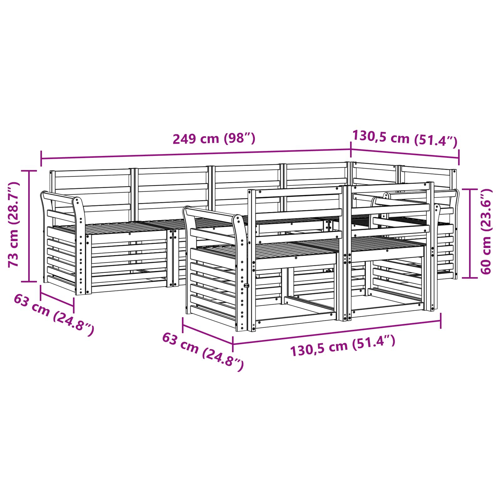 Set divano sezionale 7 pcs Naturale | homemem39