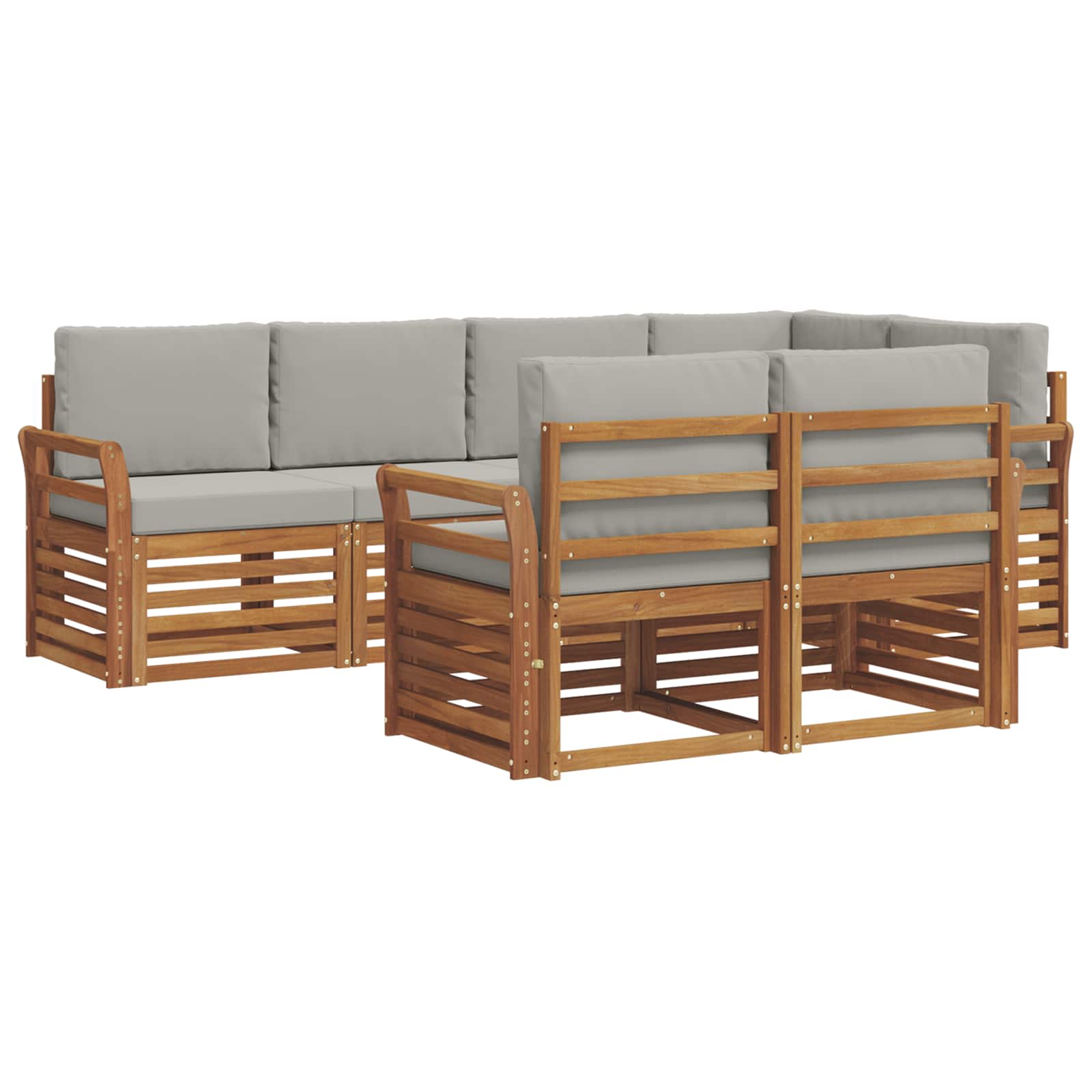 Set divano sezionale con cuscino 7 pcs Grigio Naturale e Chiaro | homemem39