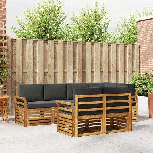 Set divano sezionale con cuscino 7 pcs Naturale e Antracite