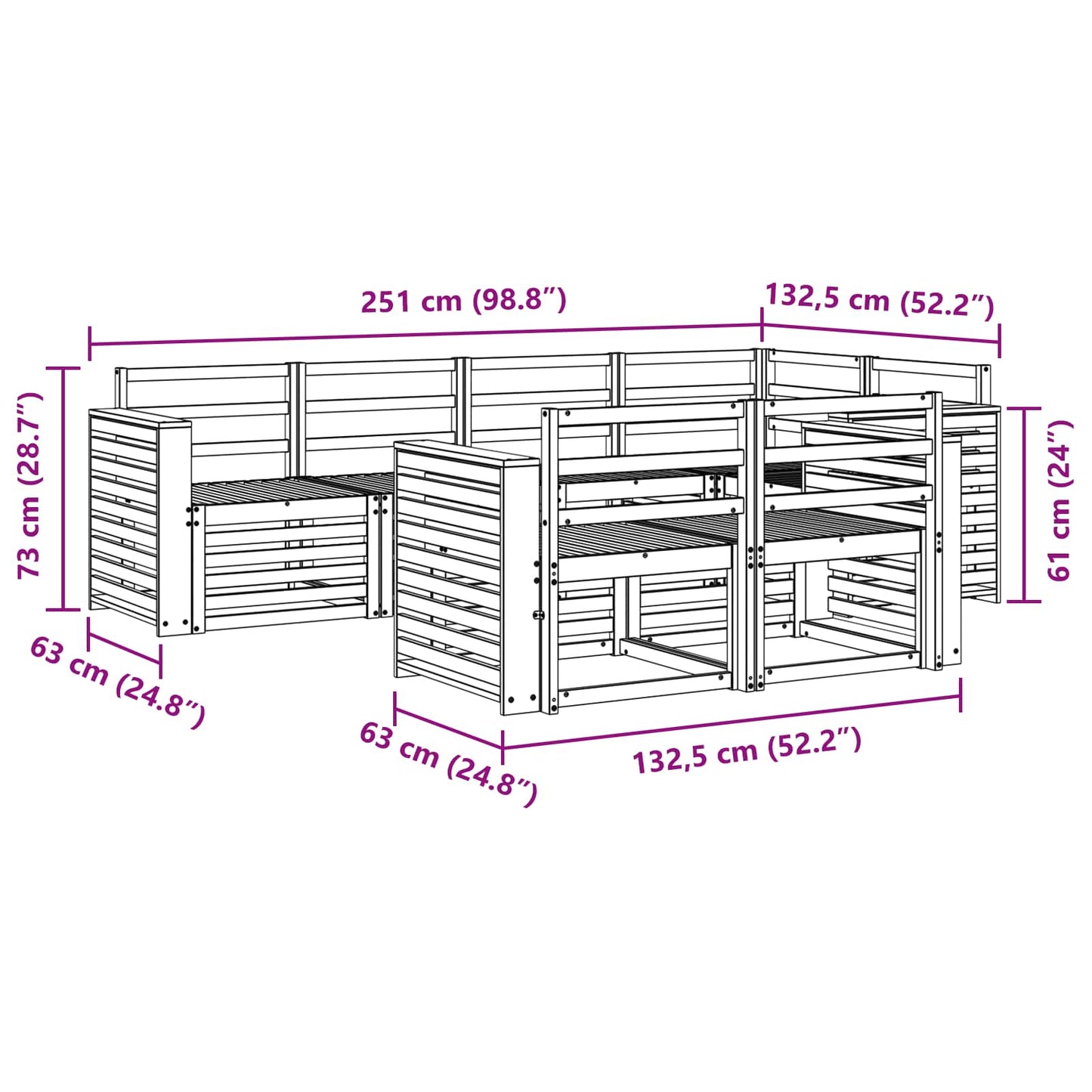 Set divano sezionale 7 pcs Naturale | homemem39