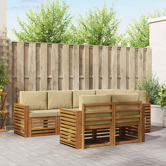 Set divano sezionale con cuscino 7 pcs Naturale e Beige