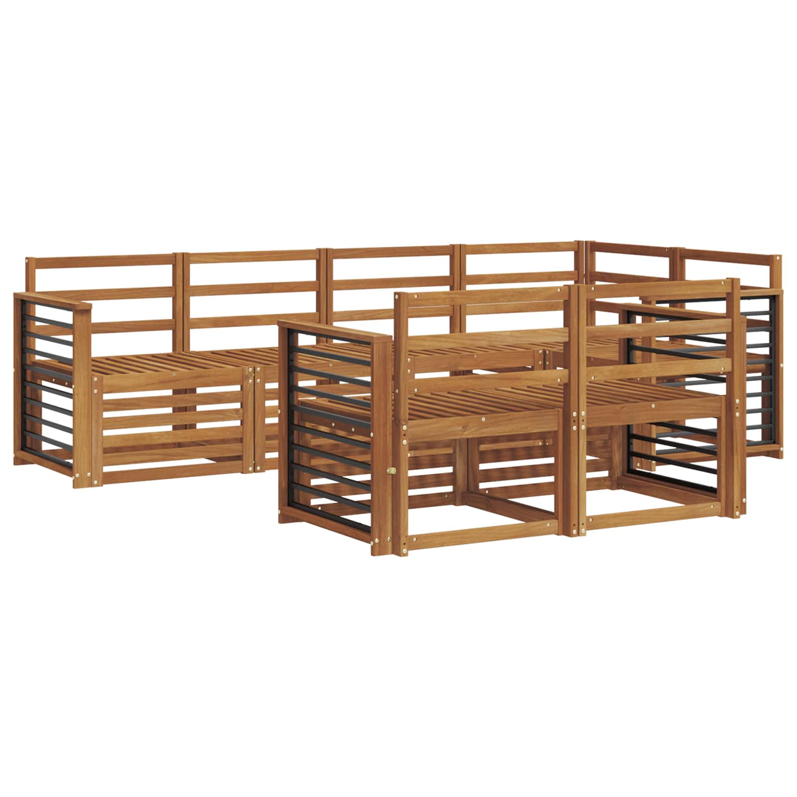 Set divani 7 pcs Naturale Legno di Acacia Massello | homemem39