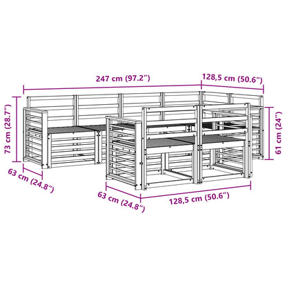 Set divani 7 pcs Naturale Legno di Acacia Massello | homemem39